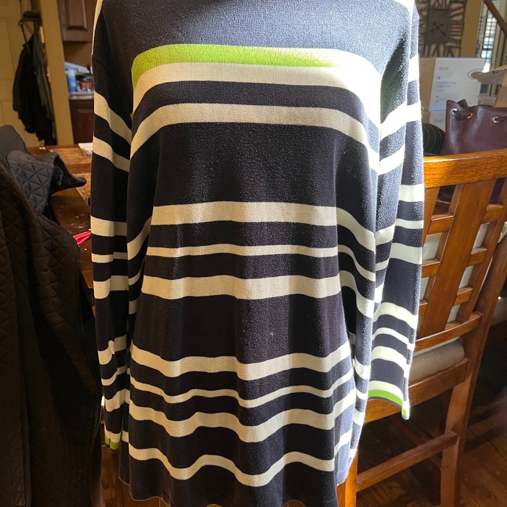 EUC Lane Bryant Designs Woman's Navy, lime Green and White sweater size 18/20